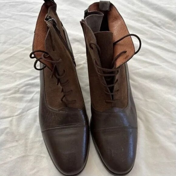 Bandolino Brown Leather Low Heel Ankle Boots Women’s Size 7M - Picture 1 of 9